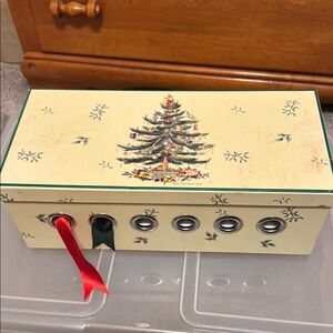 Gibson Holiday Ribbon Storage Box with Christmas Tree Design